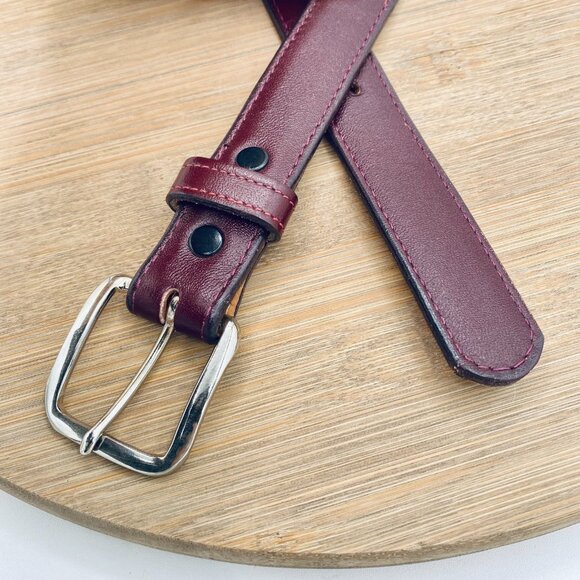 Vintage Tony Lama Belt Womens 26 Cherry Red Full Grain Leather Western USA main image 6
